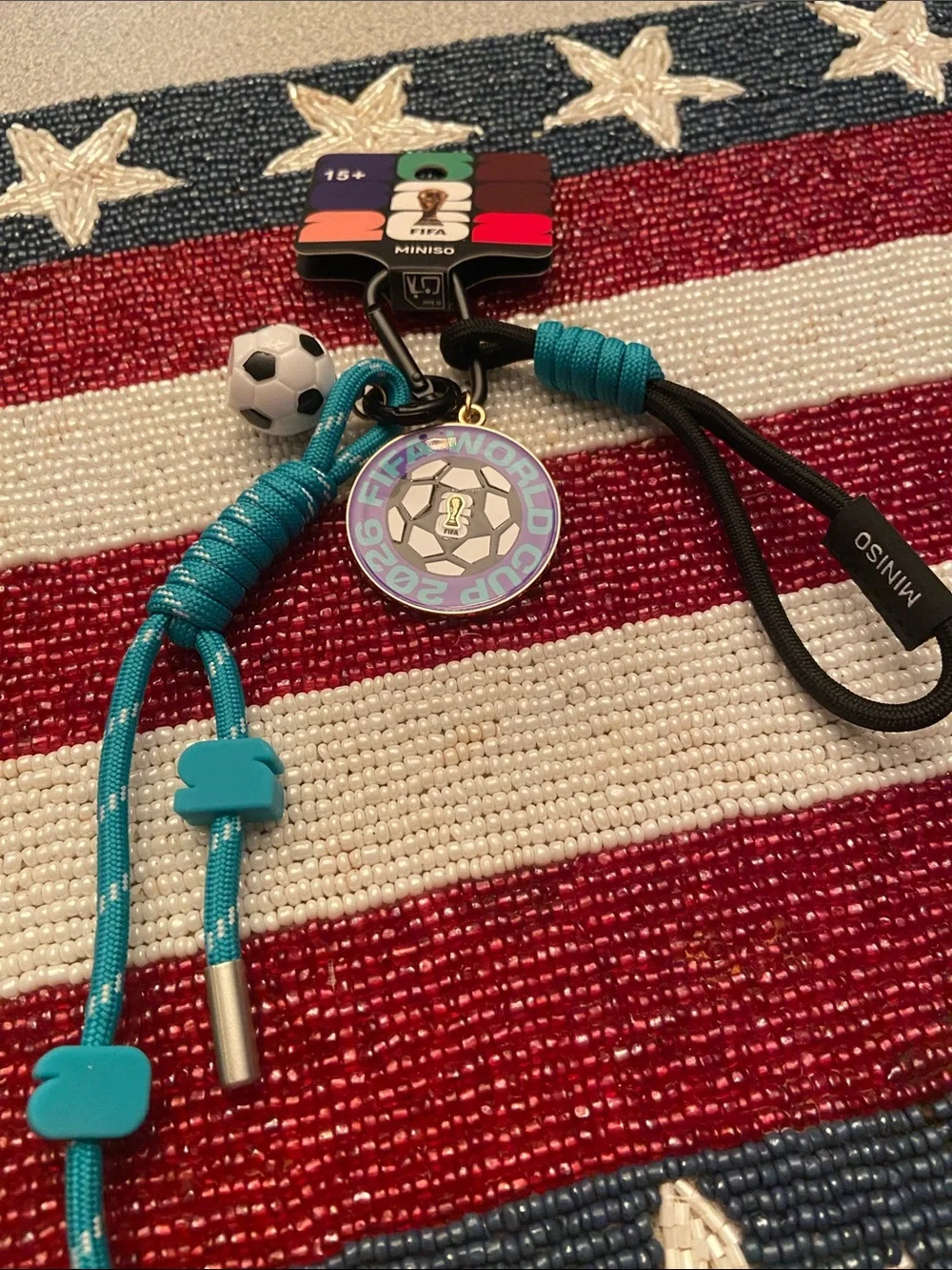 MINISO Turquoise & Black FIFA World Cup 2026 Keychain Accessory